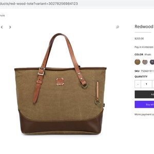 TSD Redwood Canvas padded laptop compartment, genuine leather accents
